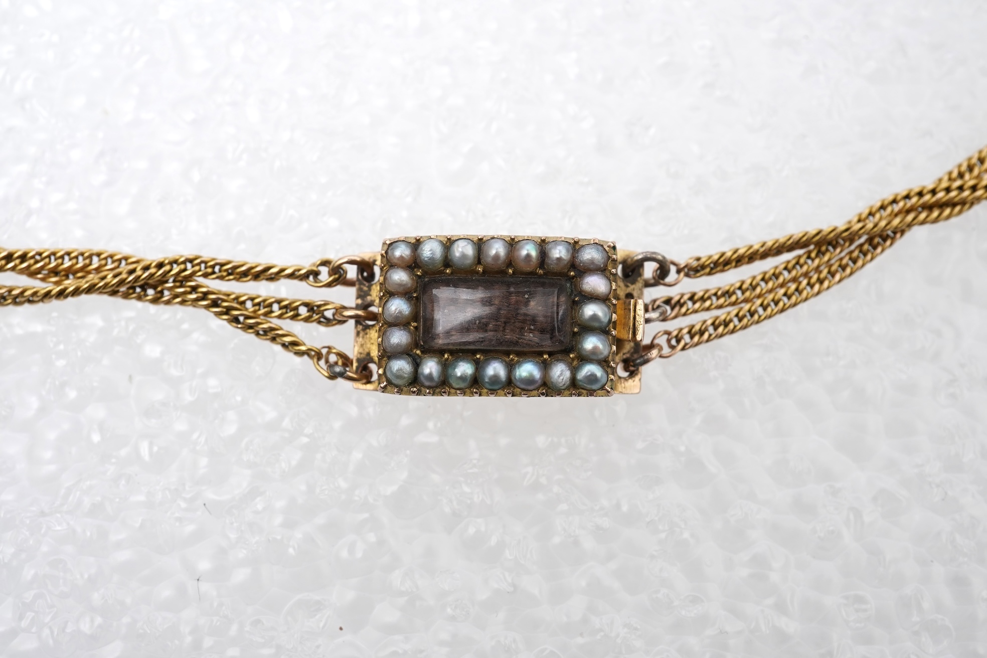 An enamel, pearl and diamond necklace, 19th century, composite